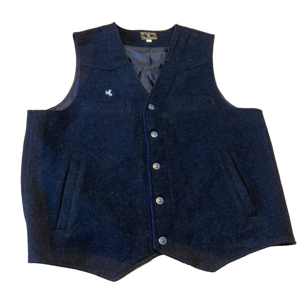Wyoming Traders mens‎ vest black large 100% Virgin Wool